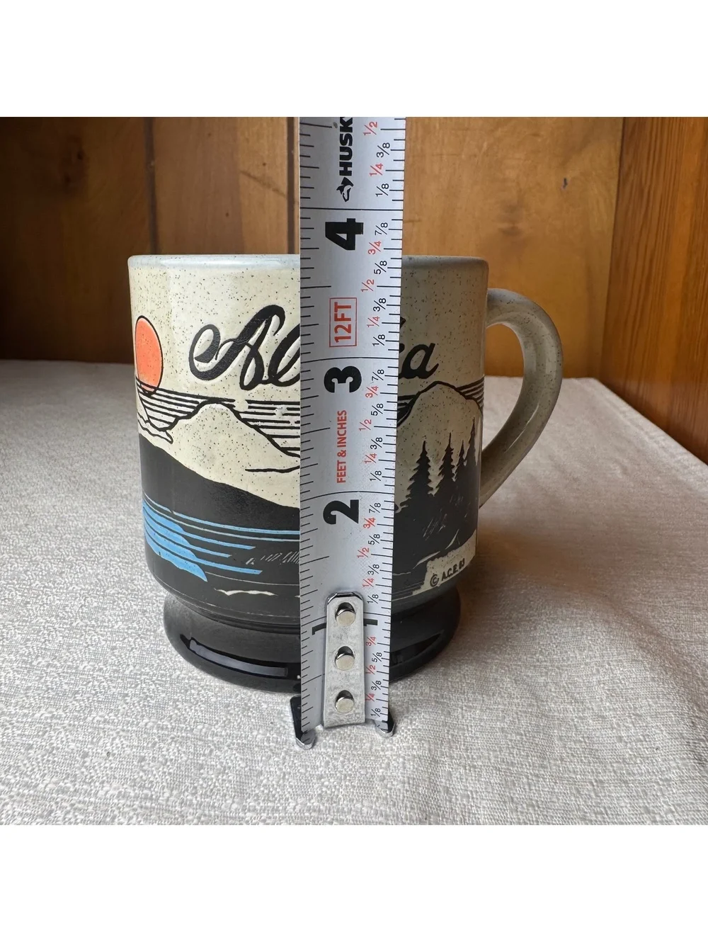 Vintage Alaska Souvenir Mug Mountain Lake Scenic Ceramic Coffee Cup 3.75 Inch